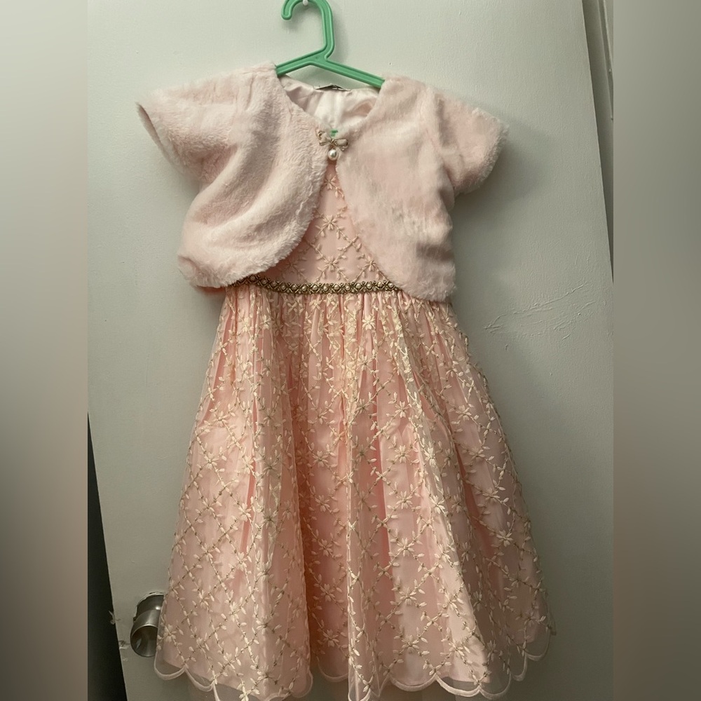 Elegant Pink Kids Formal Dress with Bolero